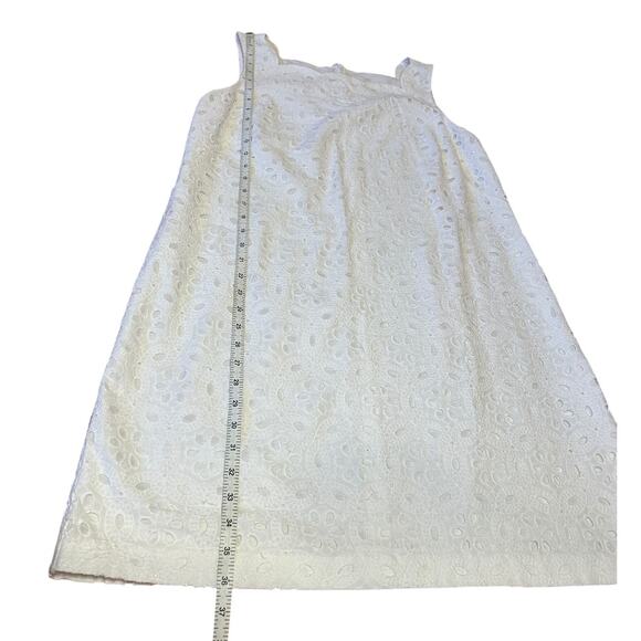 TALBOTS White Cotton Scalloped Lace Eyelet Sleeveless Dress Women's Petite 16P - Picture 5 of 5